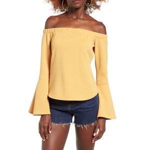 Leith mustard off shoulder top